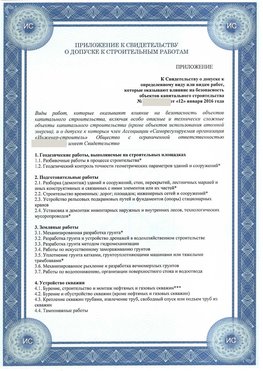 Приложение к свидетельству о допуске к строительным работам Красноуральск СРО в строительстве
