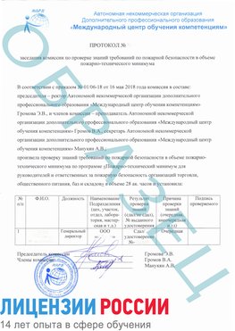 Образец протокола пожарно-техническому минимума Красноуральск Обучение пожарно техническому минимуму