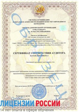 Образец сертификата соответствия аудитора №ST.RU.EXP.00006191-3 Красноуральск Сертификат ISO 50001